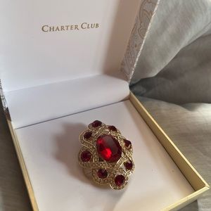 Charter Club Red Ruby Brooch